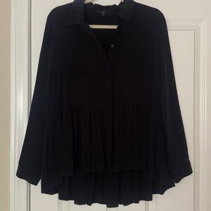 Tibi Silk Black Peplum Blouse